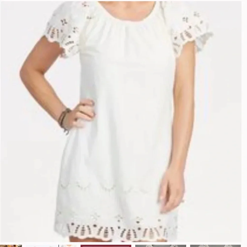 100% cotton eyelet embroidered cream mini dress, size S,new